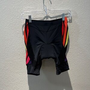 Beroy Black Cycling Shorts with Rainbow Side Stripes Size Medium